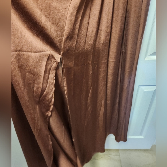 Baltic Born Sicily Satin Double Slit Maxi Dress in Rosy Brown NWOT - Picture 12 of 13
